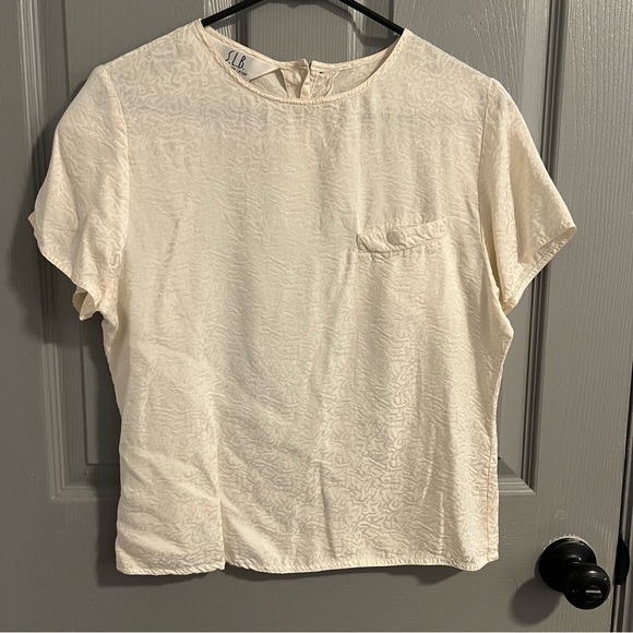 Sunny Leigh Tops - S.L.B. by Sunny Leigh Cream Textured Silk Blouse